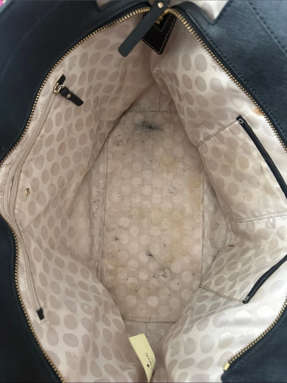 kate spade Black Leather Tote with Gold-Tone Accents